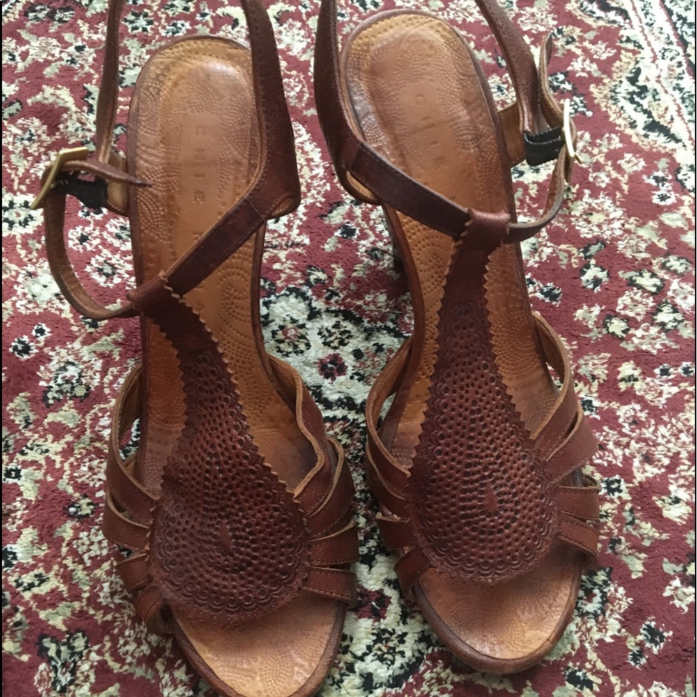 Chie Mihara Leather Open Toe high heels shoes 40